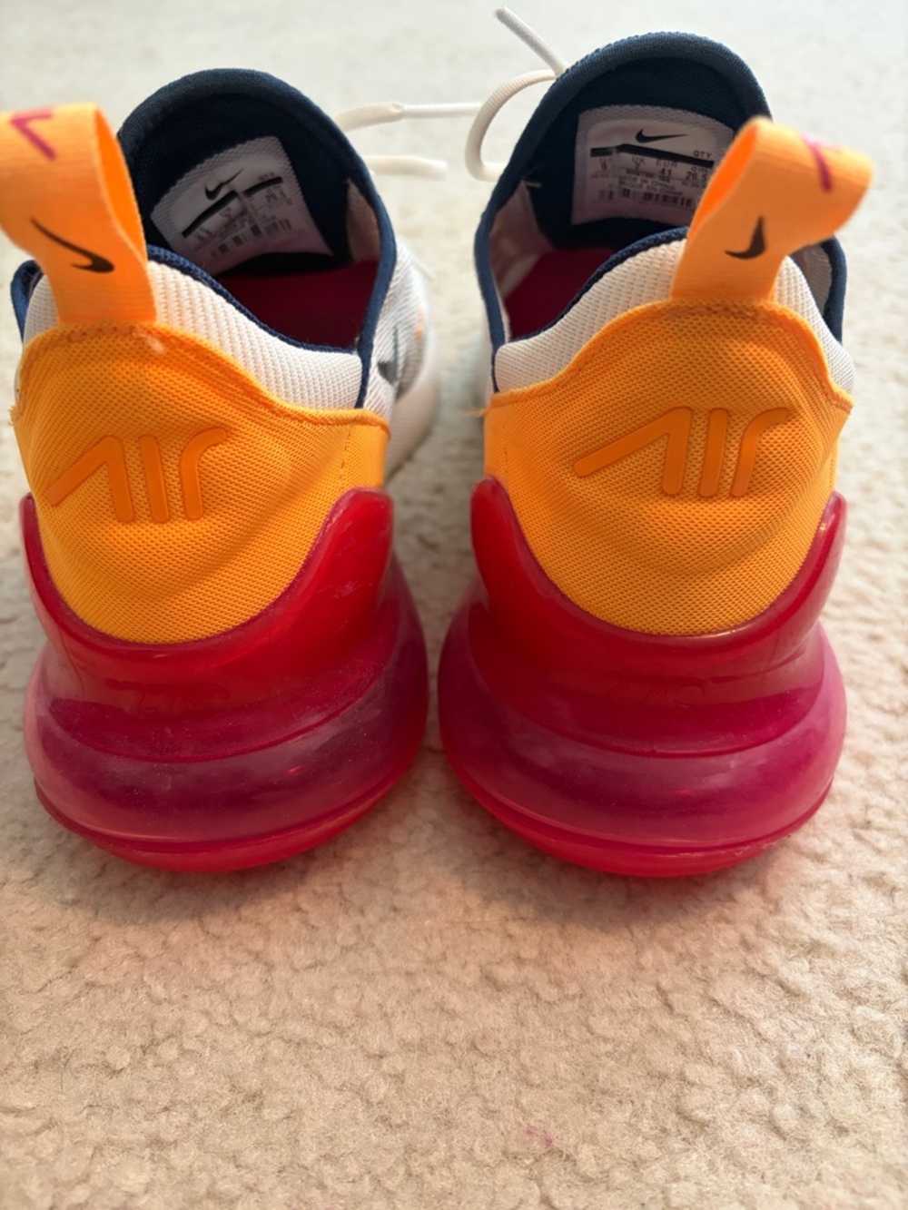 Women’s Nike Air Max 270- white, navy, yellow and pink size 9.5 - Picture 5 of 8